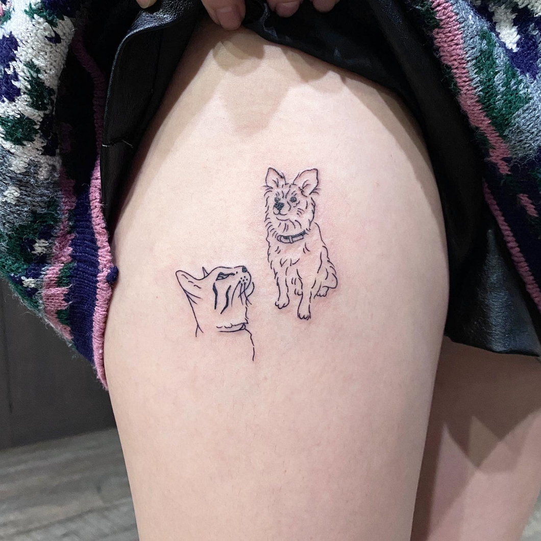猫と犬　タトゥー