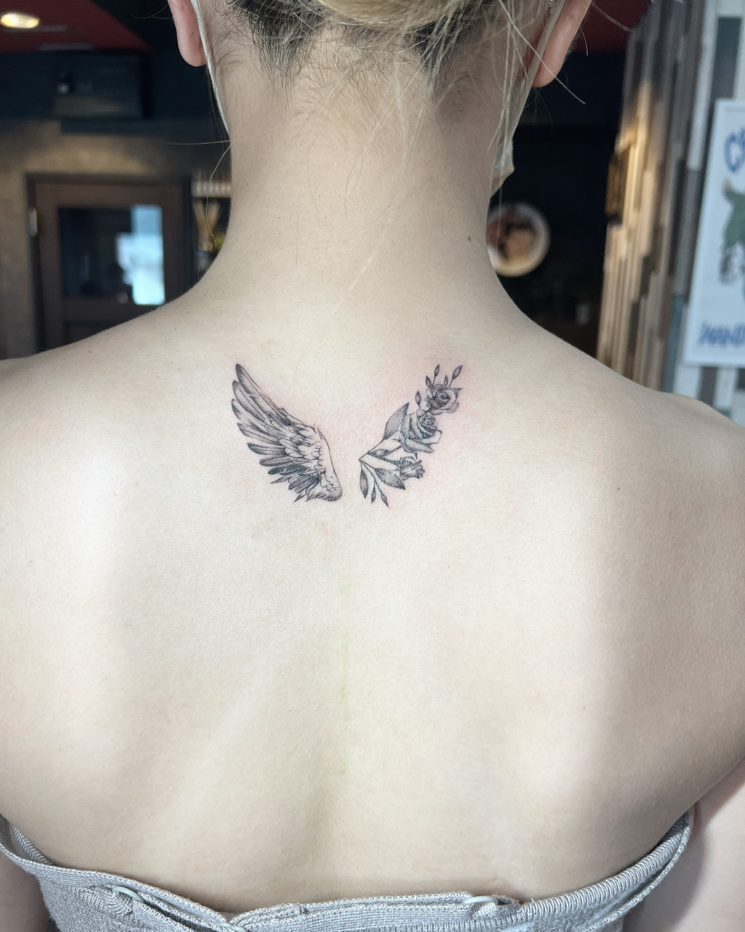 天使の羽×花　-wing × flower  tattoo- タトゥー