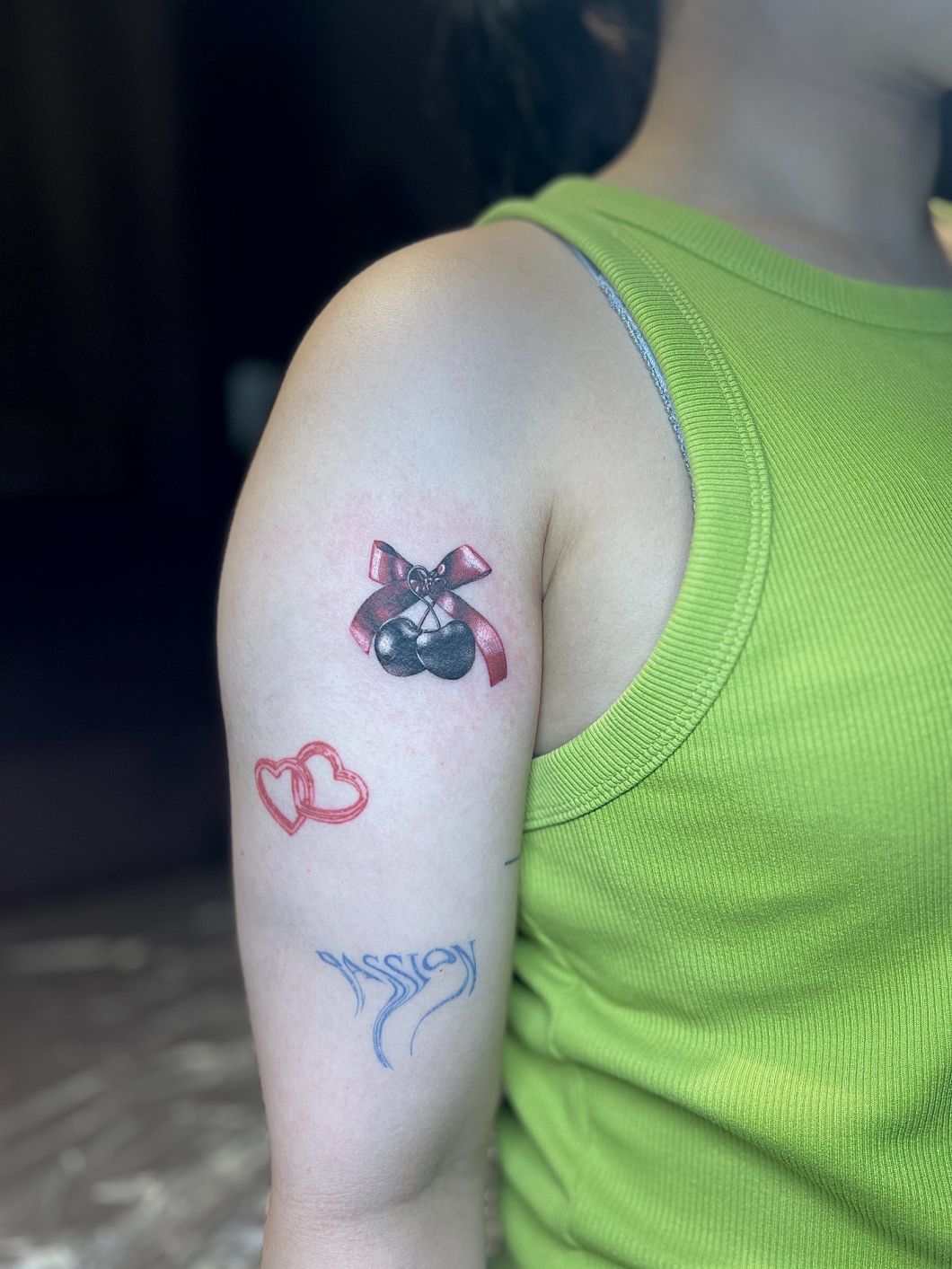 cherry×ribbon tattoo